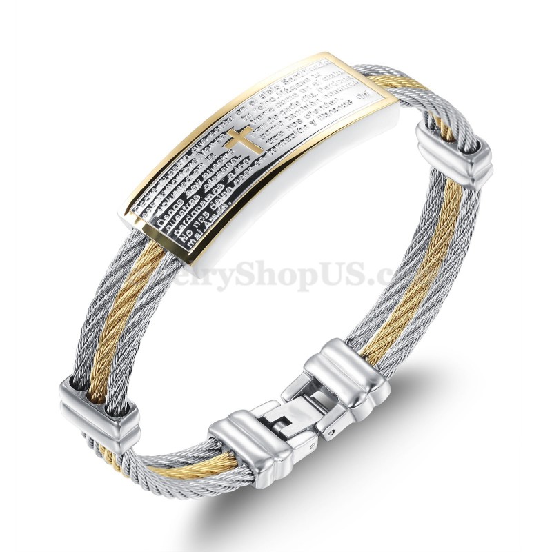 Gouden Zilveren Heren Titanium Kruisarmband C759 Gouden Zilveren Heren Titanium Kruisarmband C759