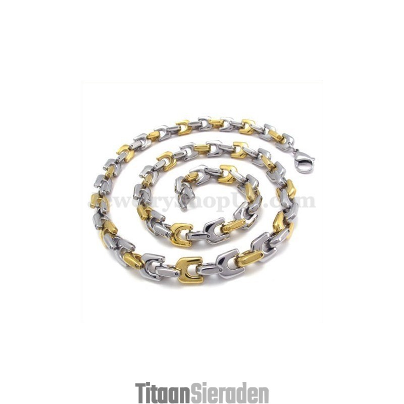 Mode Gouden Heren Titanium Ketting Mode Gouden Heren Titanium Ketting