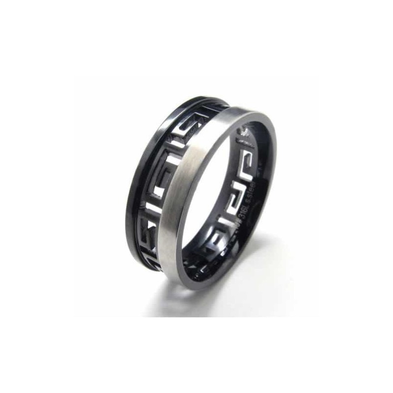 7 Mm Zwarte Titanium Griekse Sleutelring 7 Mm Zwarte Titanium Griekse Sleutelring