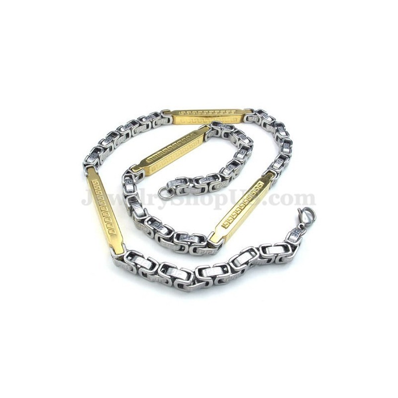 Zilveren Gouden Heren Titanium Ketting