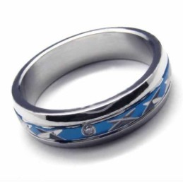 Ring Met Diamanten, 5 Mm Blauw Titanium Ingelegd