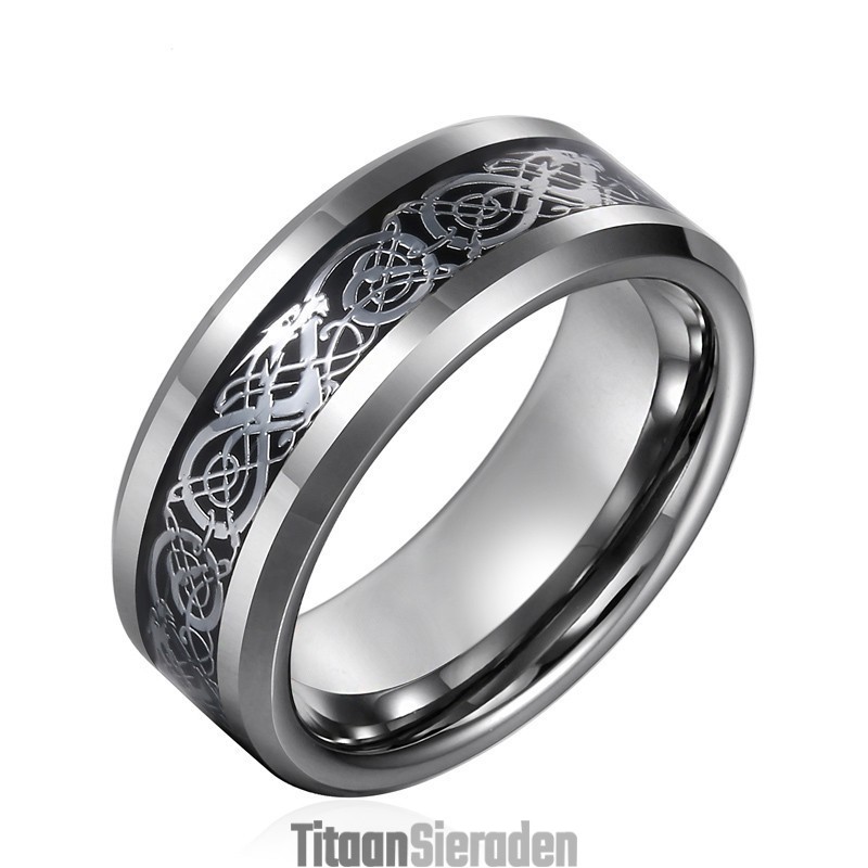 Herenmode Persoonlijkheid Wolfraam Ringen Met Drakenpatronen Herenmode Persoonlijkheid Wolfraam Ringen Met Drakenpatronen