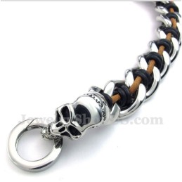 Titanium Grim Reaper Leren Armband Voor Heren