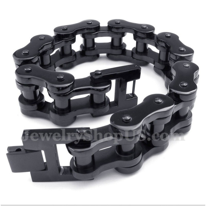 Titanium Zwarte Fietskettingarmband Voor Heren