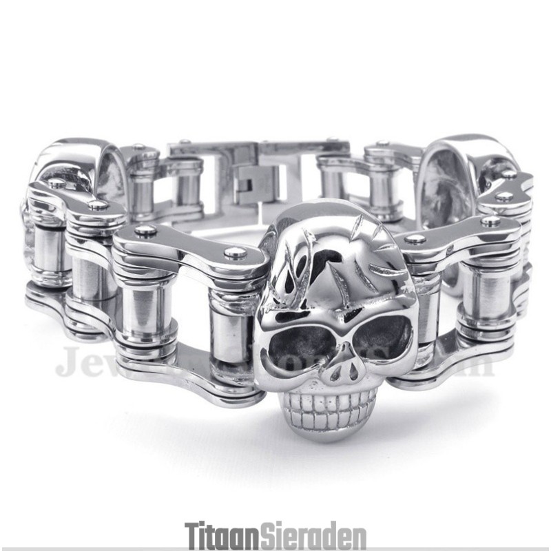 Titanium Fietsketting Schedelarmband Voor Heren Titanium Fietsketting Schedelarmband Voor Heren