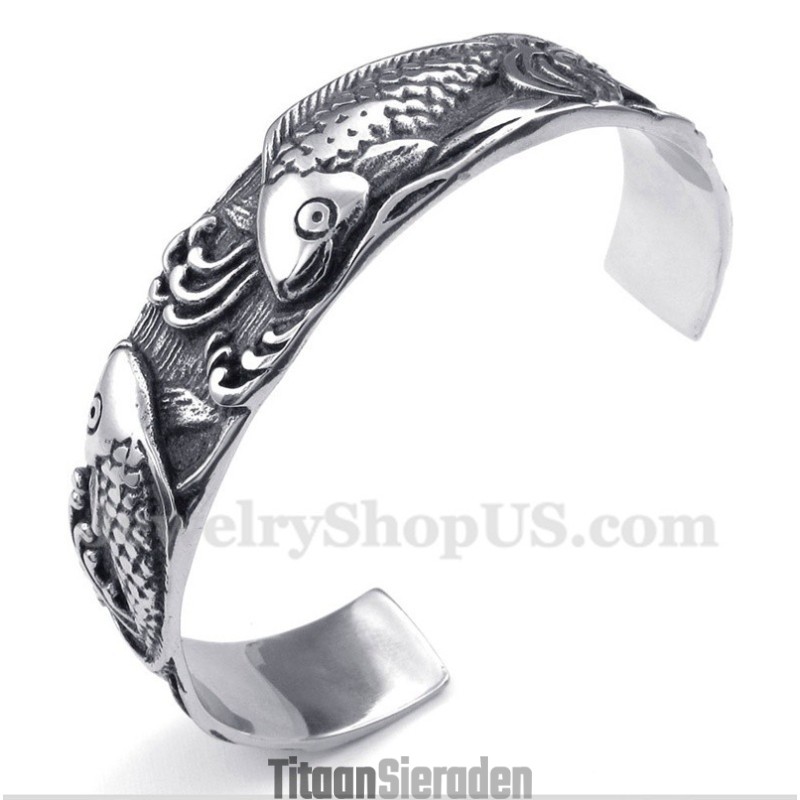 Titanium Gegoten Armband Voor Heren Met Vissenpatroon Titanium Gegoten Armband Voor Heren Met Vissenpatroon