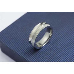 Geborstelde 6 Mm Titanium En Zilveren Ring