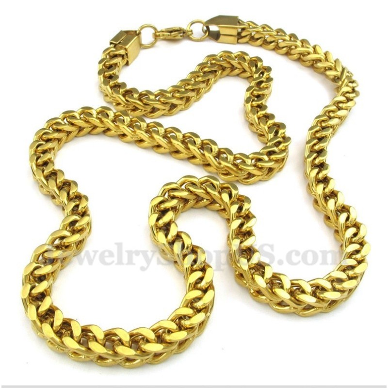 Heren Titanium Gouden Ketting Heren Titanium Gouden Ketting
