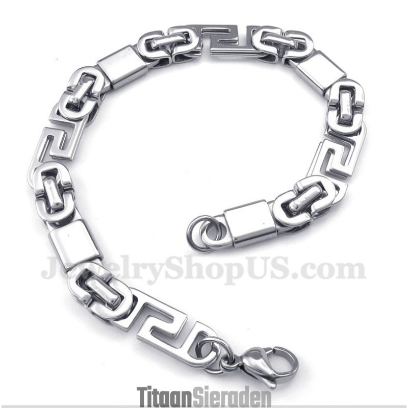 Heren Titanium Griekse Meanderpatroon Armband