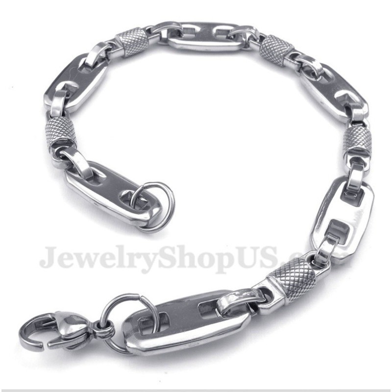 Herenarmband Van Titanium Met Ronde Kralen Herenarmband Van Titanium Met Ronde Kralen