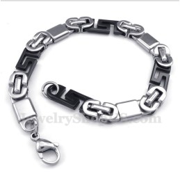 Heren Titanium Griekse Meanderpatroon Zwarte Armband