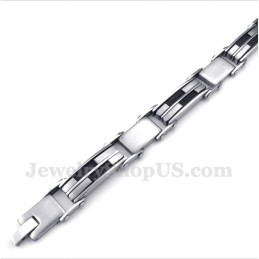Heren Titanium Zwarte Kabelarmband