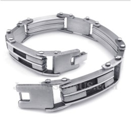 Heren Titanium Zwarte Kabelarmband