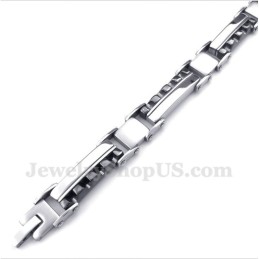 Heren Titanium Zwarte Gekartelde Armband