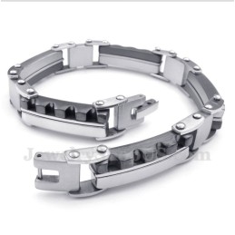 Heren Titanium Zwarte Gekartelde Armband