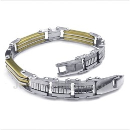 Heren Titanium Gouden Trapezium Armband