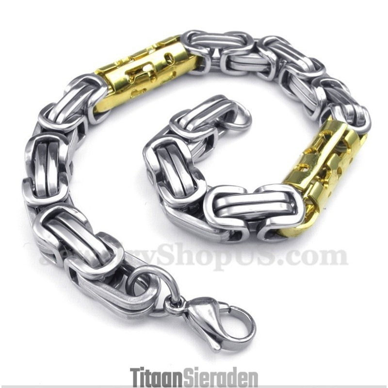 Heren Titanium Gouden Cilinder Armband Heren Titanium Gouden Cilinder Armband