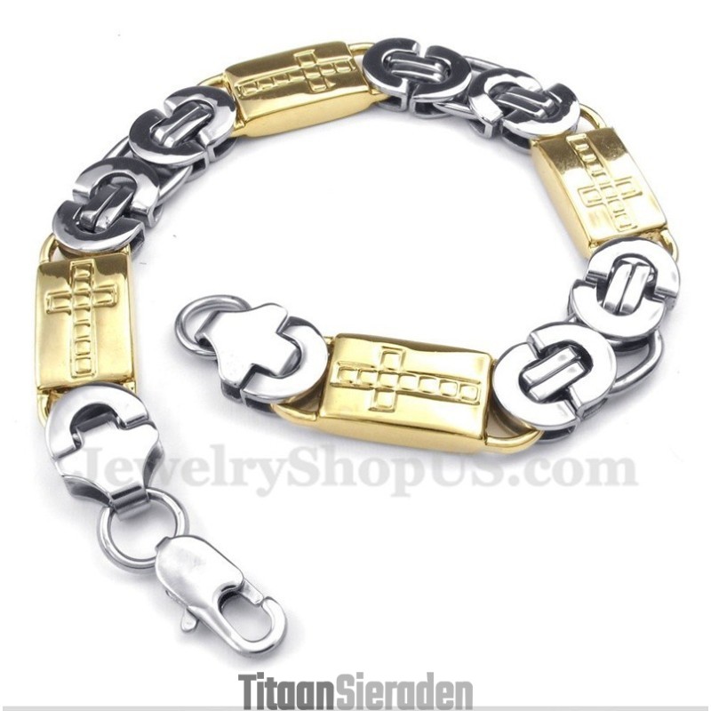 Titanium Gouden Kruisarmband Voor Heren Titanium Gouden Kruisarmband Voor Heren