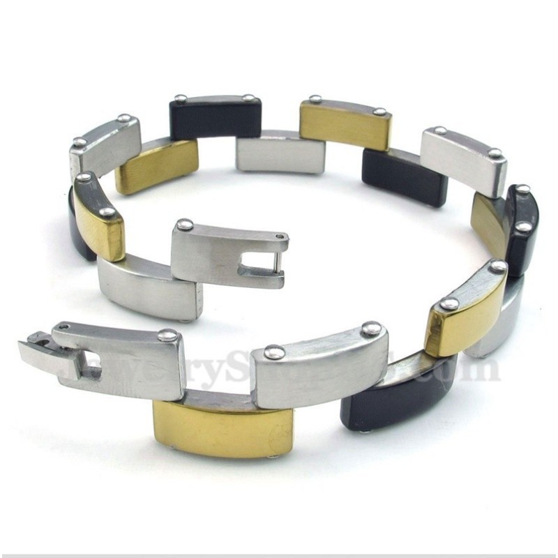 Heren Titanium Goud Zwarte Armband Heren Titanium Goud Zwarte Armband