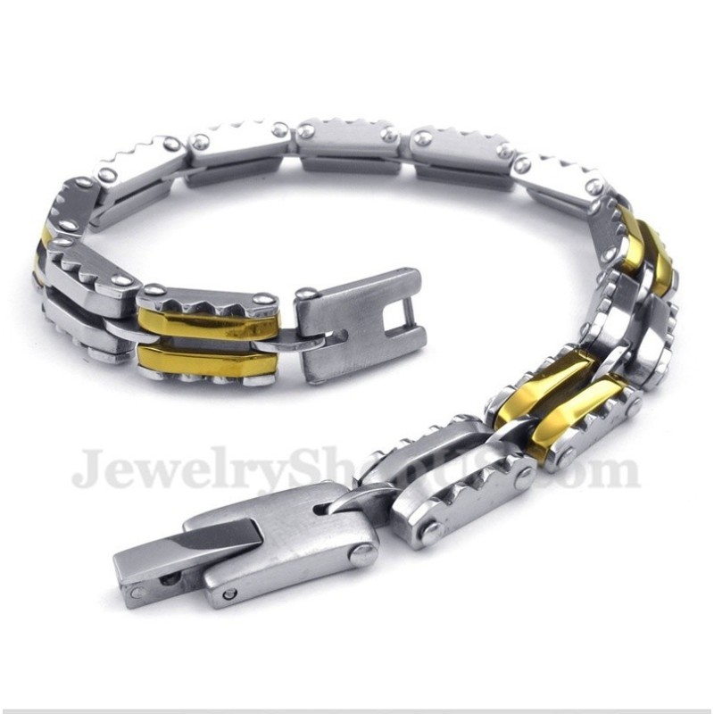 Heren Titanium Gouden Gekartelde Armband