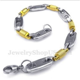 Heren Titanium Gouden Cilinder Armband
