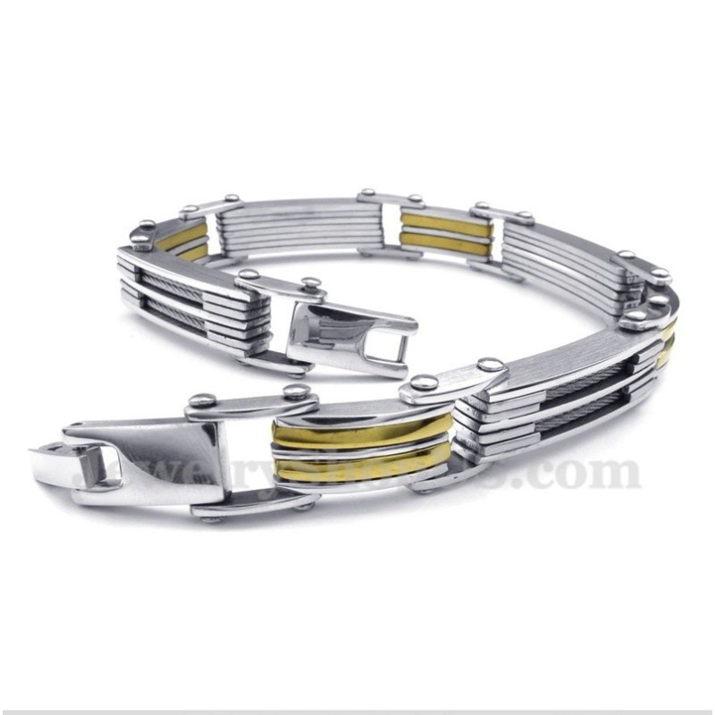 Heren Titanium Kabel Gouden Armband Heren Titanium Kabel Gouden Armband