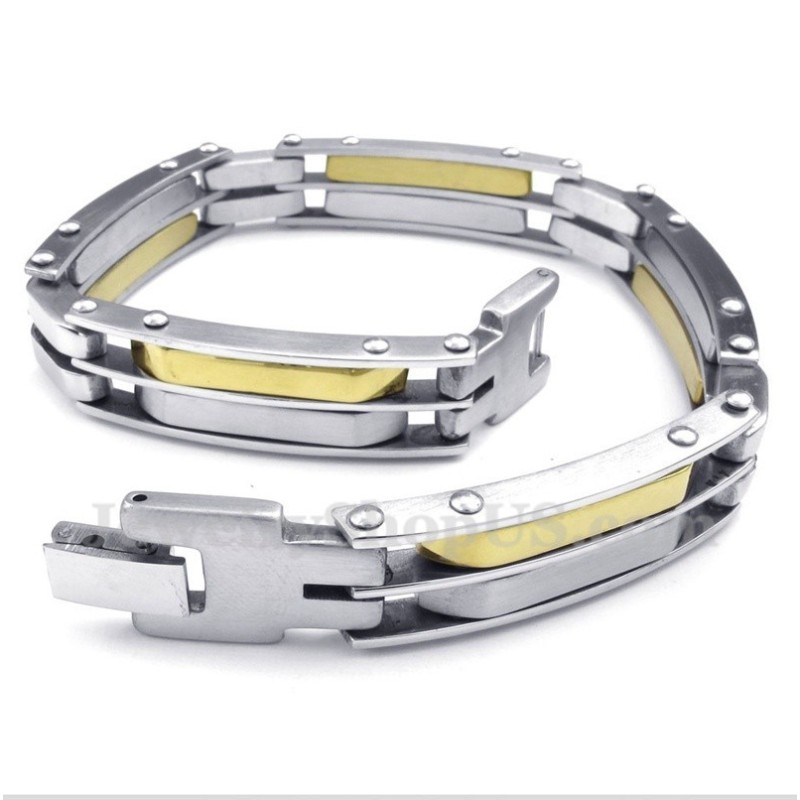 Heren Titanium Gouden Kabelarmband