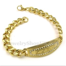 Herenarmband Van Titaniumgoud Met Diamant En Grieks Meanderpatroon
