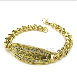 Herenarmband Van Titaniumgoud Met Diamant En Grieks Meanderpatroon