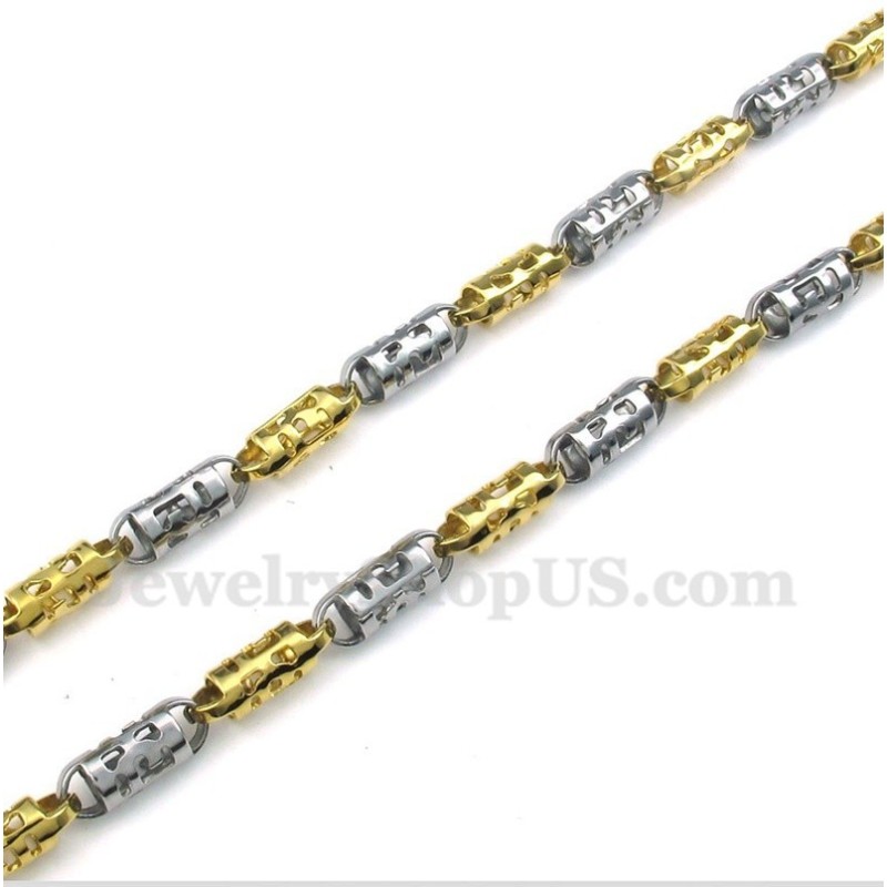 Heren Titanium Gouden Holle Cilinder Ketting Heren Titanium Gouden Holle Cilinder Ketting