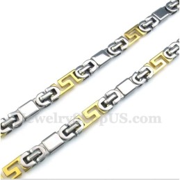 Heren Titanium Gouden Griekse Meanderpatroon Ketting