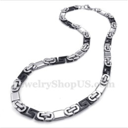 Heren Titanium Zwarte Griekse Meanderpatroon Ketting