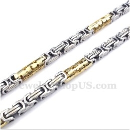 Heren Titanium Gouden Cilinder Ketting