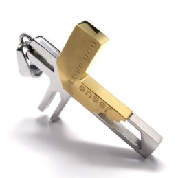 Ik Hou Van Je Jezus Kruis Titanium Hanger (Goud)