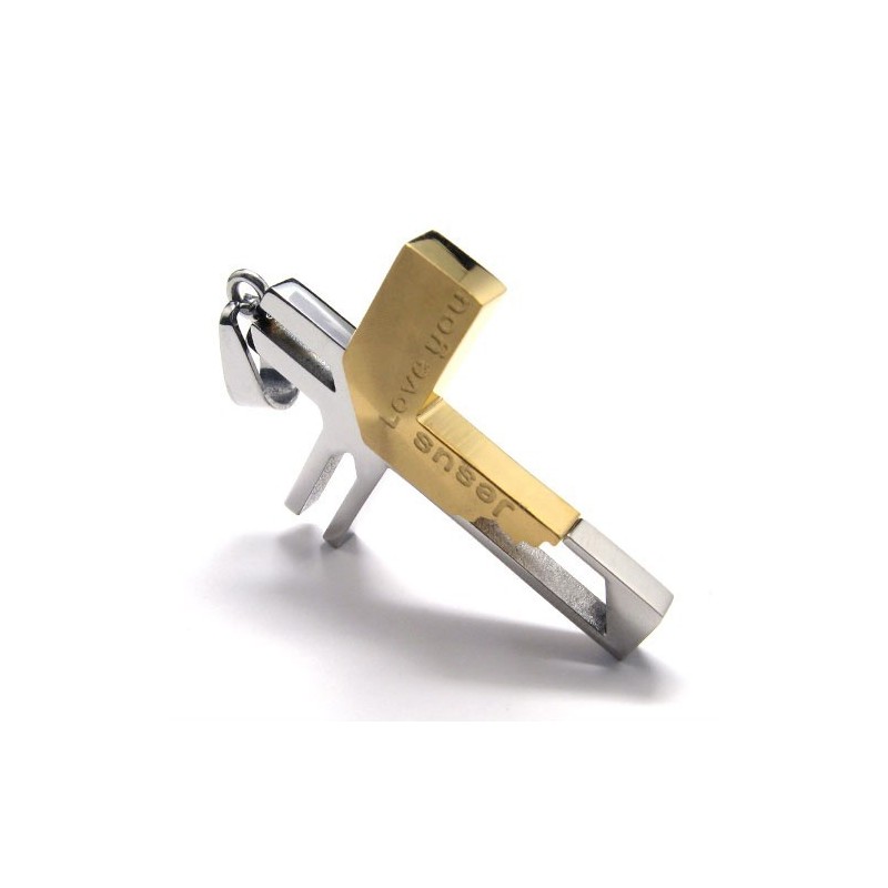 Ik Hou Van Je Jezus Kruis Titanium Hanger (Goud) Ik Hou Van Je Jezus Kruis Titanium Hanger (Goud)