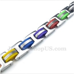 Heren Titanium Kleurrijke Rubberen Armband