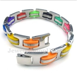 Heren Titanium Kleurrijke Rubberen Armband