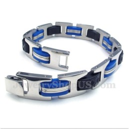 Heren Titanium Blauw Zwarte Rubberen Armband