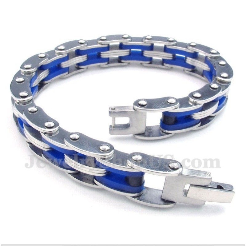 Heren Titanium Blauwe Rubberen Armband Heren Titanium Blauwe Rubberen Armband