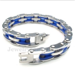 Heren Titanium Blauwe Rubberen Armband