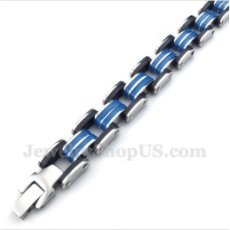 Heren Titanium Blauw Zwarte Rubberen Armband