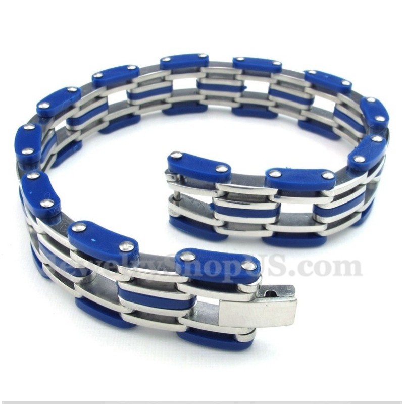 Heren Titanium Blauwe Rubberen Armband Heren Titanium Blauwe Rubberen Armband