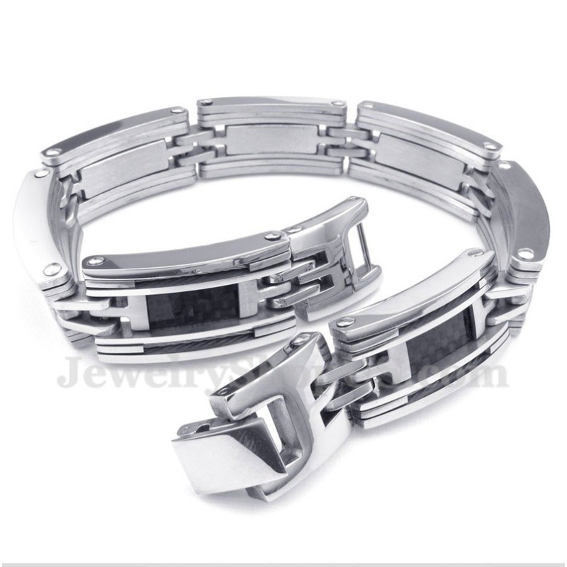 Heren Titanium Koolstofvezel Kabelarmband Heren Titanium Koolstofvezel Kabelarmband