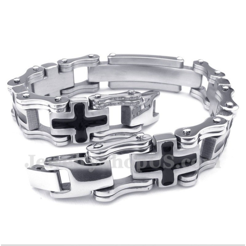 Titanium Zwarte Kruisarmband Voor Heren Titanium Zwarte Kruisarmband Voor Heren