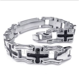 Titanium Zwarte Kruisarmband Voor Heren
