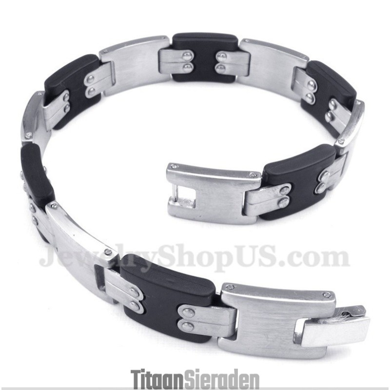 Heren Titanium Zwarte Armband