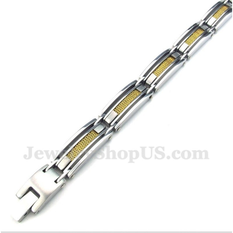 Heren Titanium Gouden Kabelarmband
