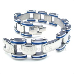 Heren Titanium Blauwe Rubberen Armband