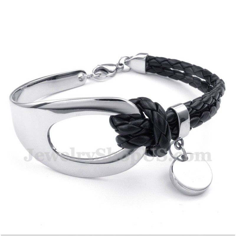 Heren Titanium Leren Armband