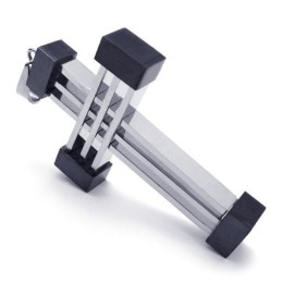 Nieuwe Stijl Geweven Kruis Titanium Hanger (Zwart)